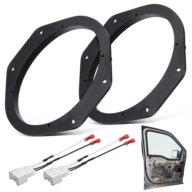 Enhon 6x9 Front Speaker Adapter Mount Brackets with Wire Harness Compatible with Ford 2015-2026 F150/F250/F350/F450/F550/F600/Expedition/Explorer, Front Door Speaker Mount Plates