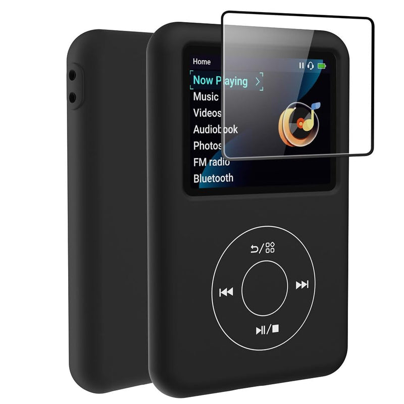 Silicone Case for innioasis Y1 Mp3 Player, Soft Anti-Scratch Cover with Screen Protector, Slim Lightweight Full-Body Protection -Black black