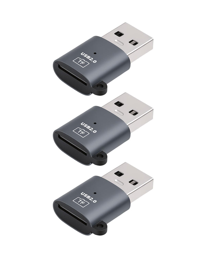 USB 2.0 Micro SD Card Reader, USB A to Micro SD SDHC SDXC Card Reader, TF Memory Card Reader with Keychain Design for PC, Laptop, Computer (3 Pack) usb a male
