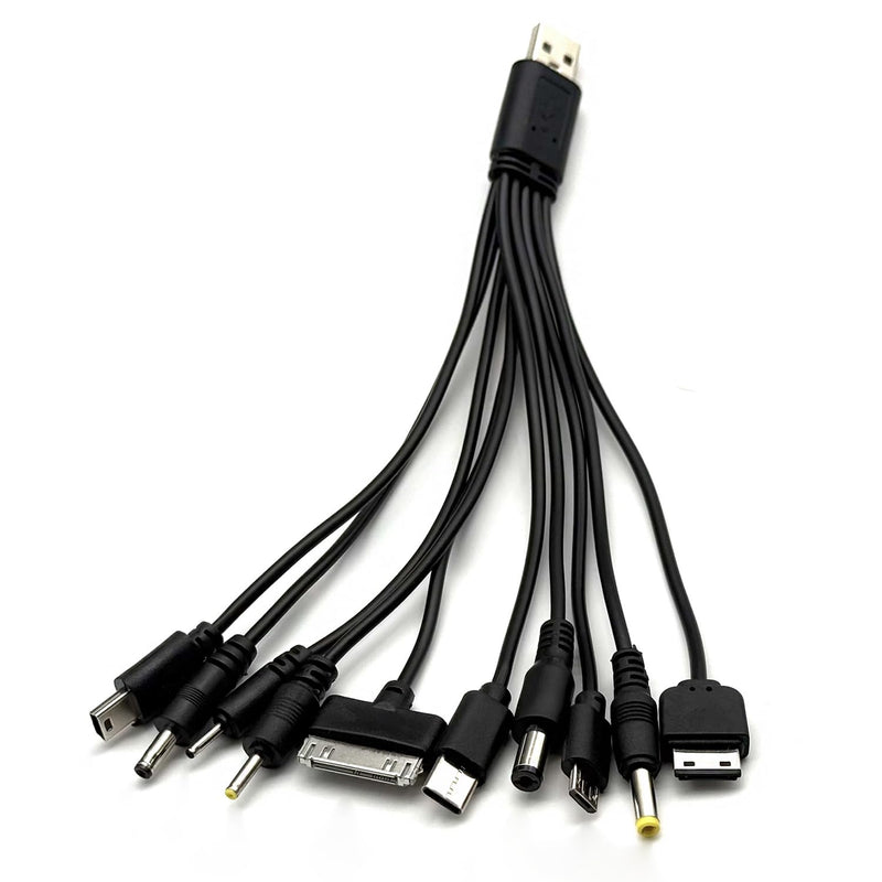 10-in-1 USB Charging Cable Adapter, Multi-Device Universal Charger with 10 Ports, Compatible with Phones, Tablets, Speakers, MP3/MP4 Players