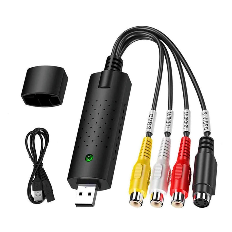 USB Video Capture Card – RCA to USB Audio Video Converter for VHS, Mini DV, VCR, Hi8, DVD to Digital, Support PAL/NTSC, Works with Windows & Mac