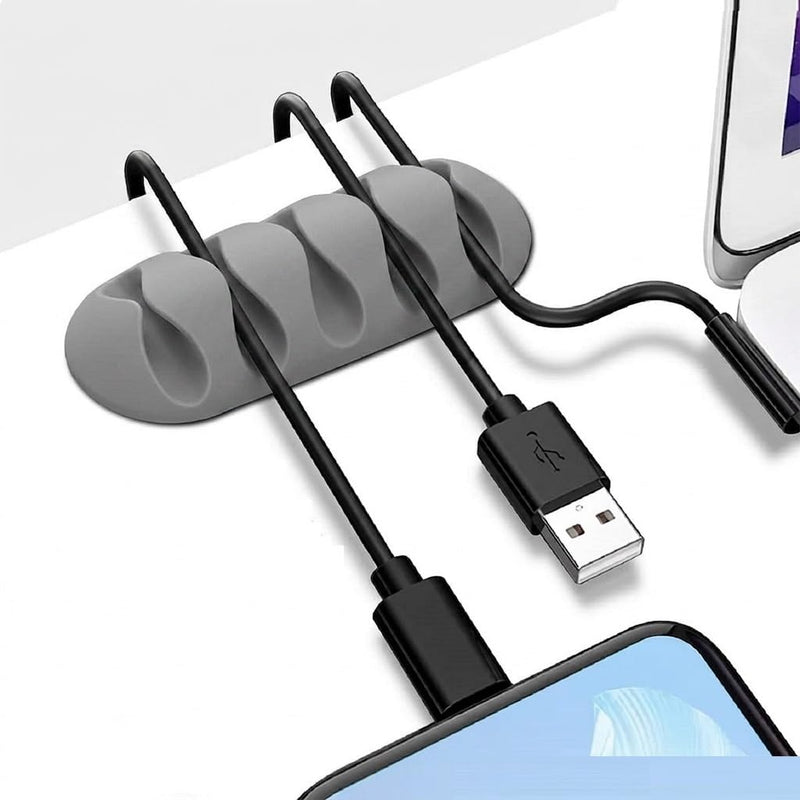 1 Pack TPR Grey Cord Organizer - Adhesive Cable Clips Holder for Desk, Wall, Car - Wire Management Clips for iPhone Charger, USB, Computer Cables -Cord Keepers with Strong Sticky Backing