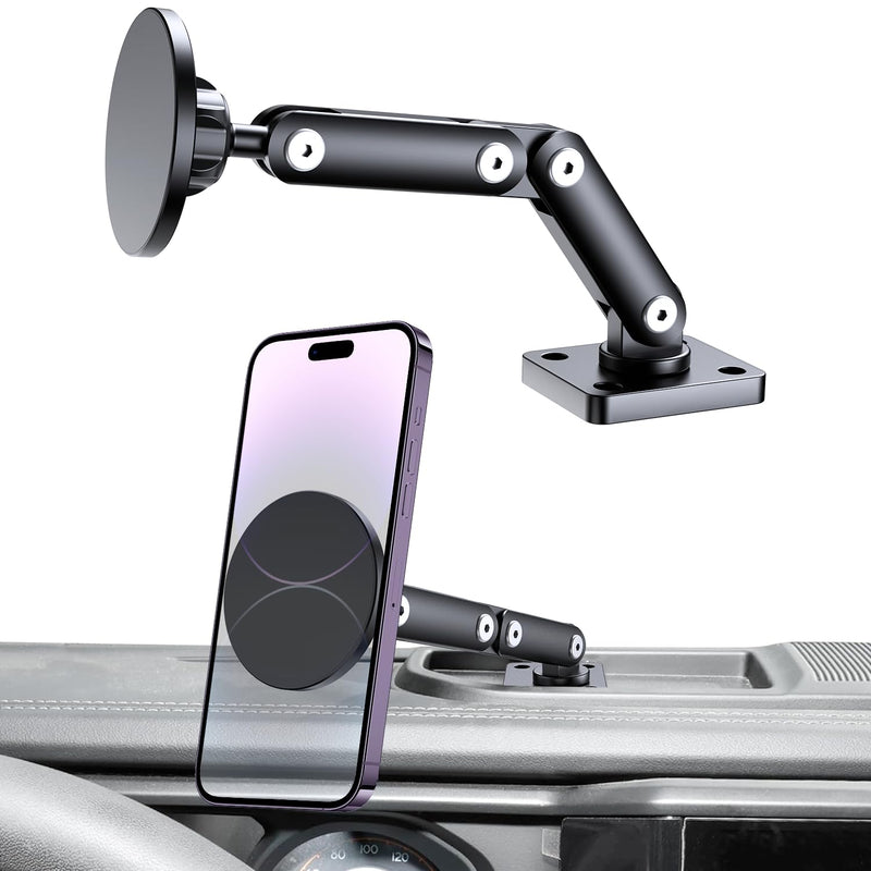 Magnetic Phone Holder for 2024 2025 2026 Jeep Wrangler Gladiator | Dash MagSafe Mount for 2024+ Jeep Wrangler JL JLU 4XE Jeep Gladiator JT, Screw Fixing, Adjustable, 360° Rotatable Magnetic