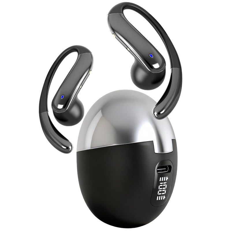 Open Ear Bone Conduction Headphones，Over Ear Earbuds with Ergonomic Earhook,Bluetooth Headphones 5.4 with Smart Digital Display,50H Playtime,IPX7 Waterproof,Design for Running Walking Black Black11