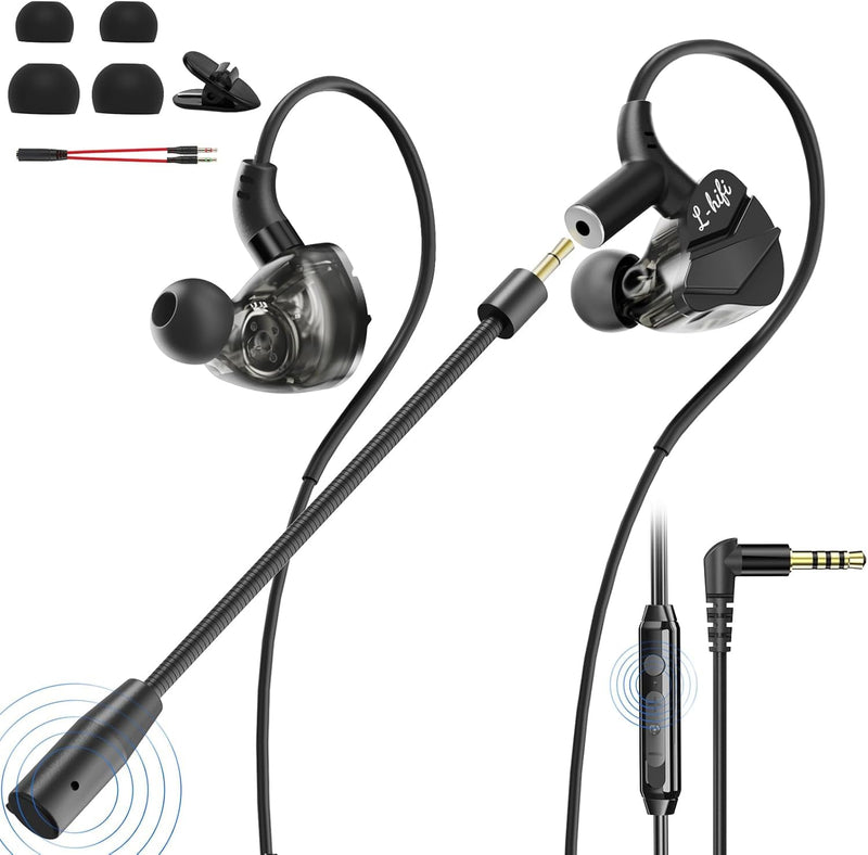 Wired Gaming Earbuds with Mic, Deep Bass in-Ear Headphones for PS5 PC Online Class(Black) Black