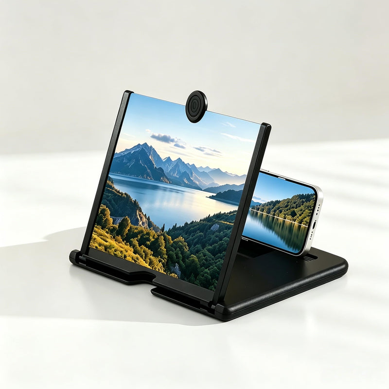 Ultra-Thin Phone Screen Magnifier, HD Foldable Desktop Stand for Movie Video Watching, Multi-Size Portable Mobile Screen Enlarger Black 12 Inch