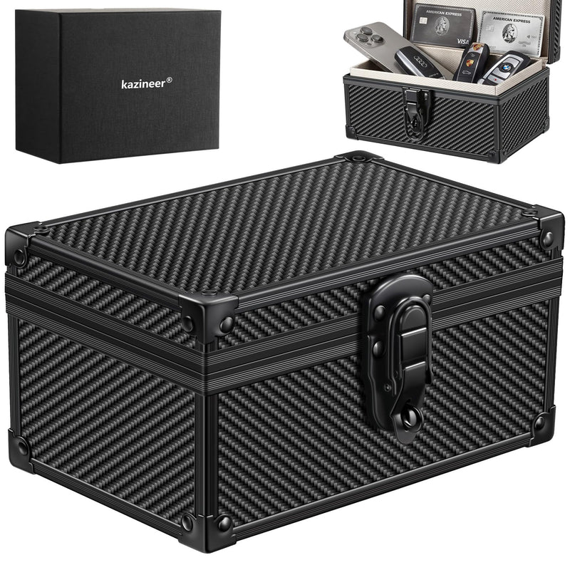 Faraday Box for Car Keys, Large, Carbon Fiber Black | Keyless Entry Signal Blocker, Anti-Theft Protector, RFID Shielding Cage