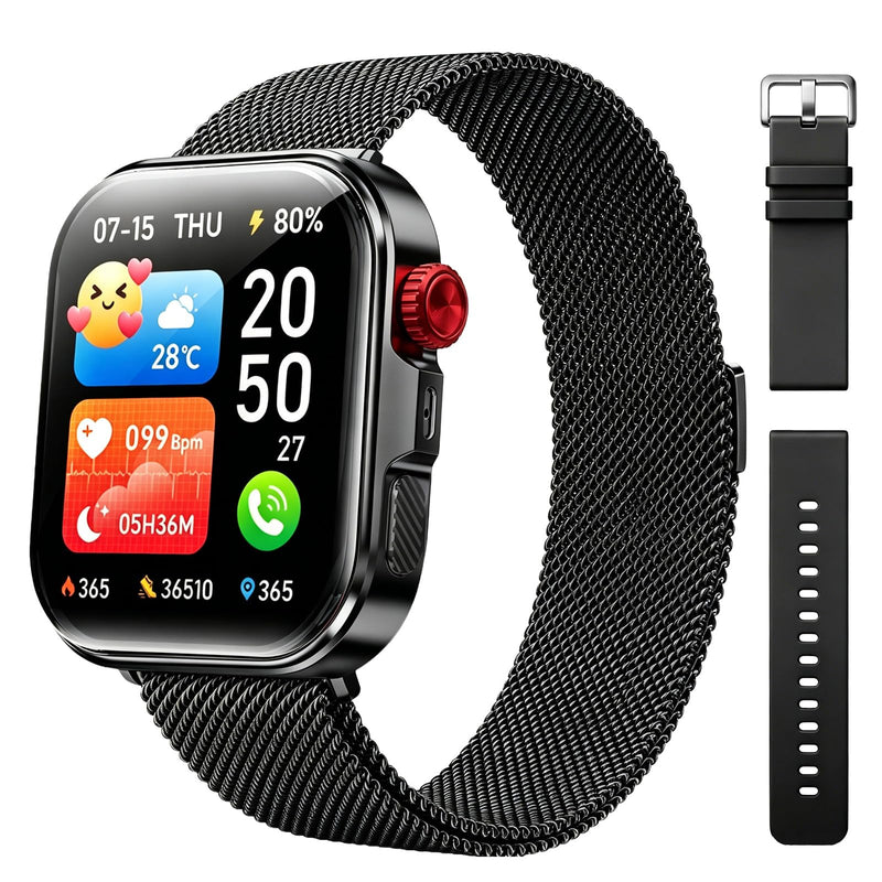 Smart Watch for Men Women, Fitness Tracker Smartwatch 1.83" HD IP68 Black | Answer/Make Call 24/7 Heart Rate/Sleep/SpO2 Monitor Waterproof 100+ Sport Modes Voice Assistant Compalible with Android & ios