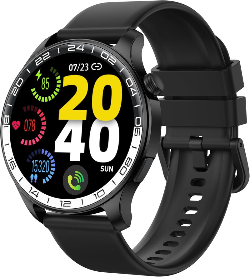 Smart Watch for Men Women(Answer/Make Call),40mm AMOLED Touchscreen | IP68 Waterproof, 100+ Sports Modes, Pedometer, Heart Rate Monitor, Sleep Tracker Activity Tracker, Android, iOS Black