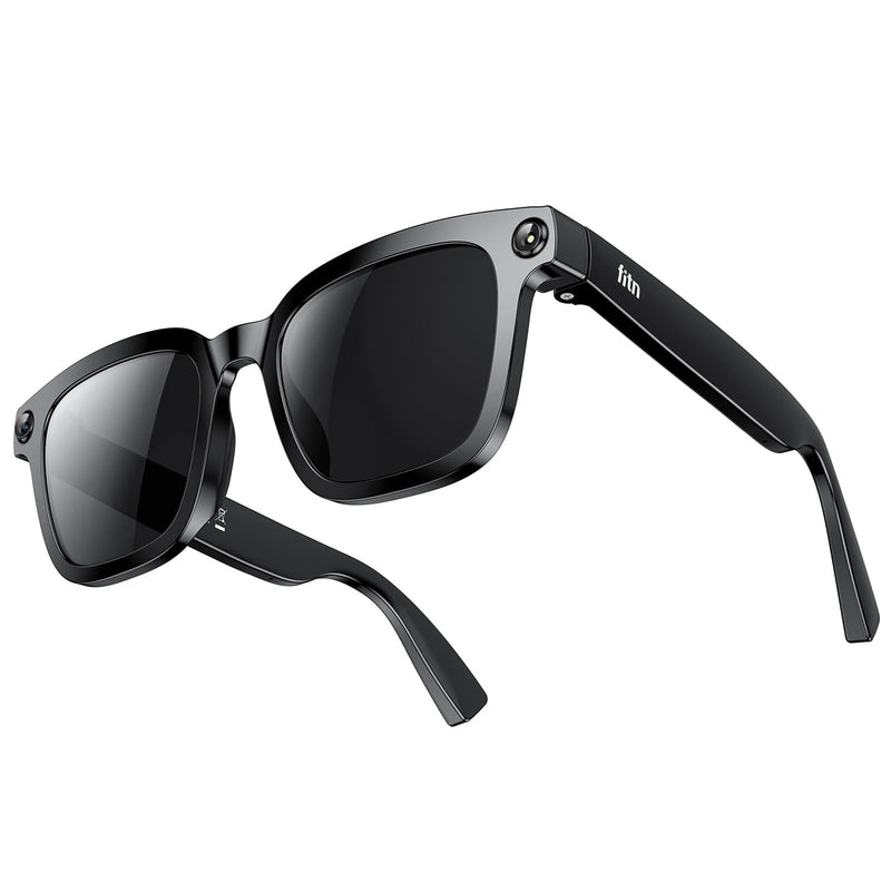 AI Smart Glasses, Video Recording, Real-Time Voice Translator, Open-Ear Audio, Bluetooth & Voice Assistant, Wearable Camera Sunglasses Black Sunglasses