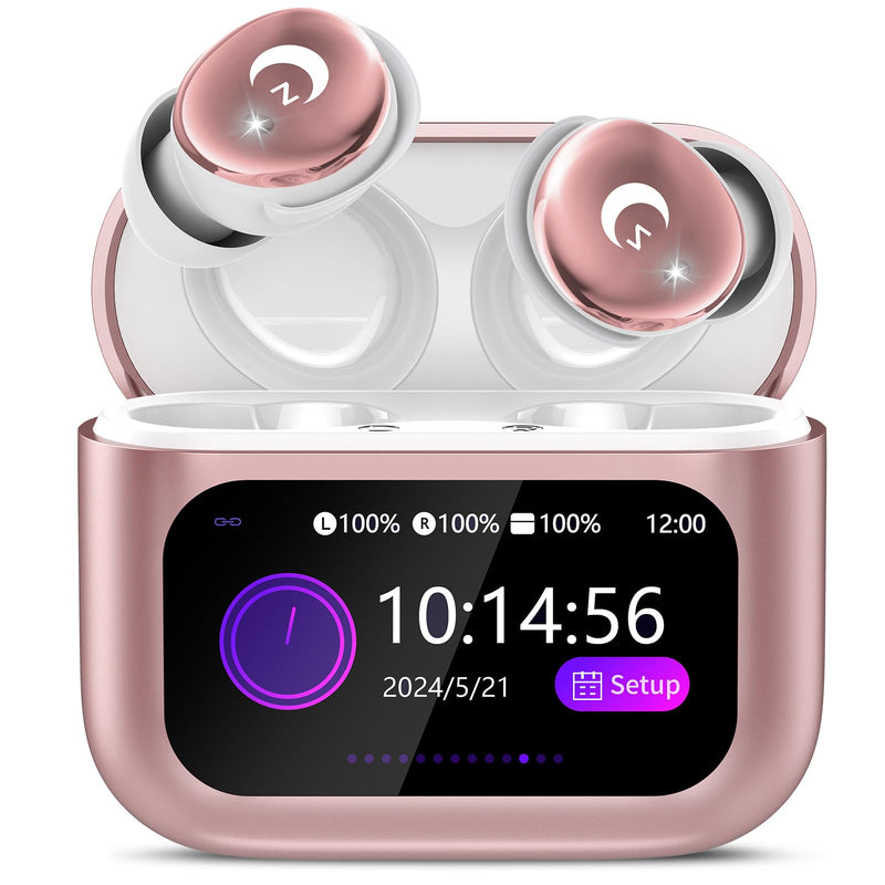 2026 Sleep Earbuds Bluetooth 5.4 in Ear Smart Touch Screen Ear Buds, 48H Playtime Mini Sleep Headphones Small Design for Side Sleepers, 5 EQ Modes, Crystal-Clear Calls, IPX7 Waterproof Earphones Rose Bright Pink