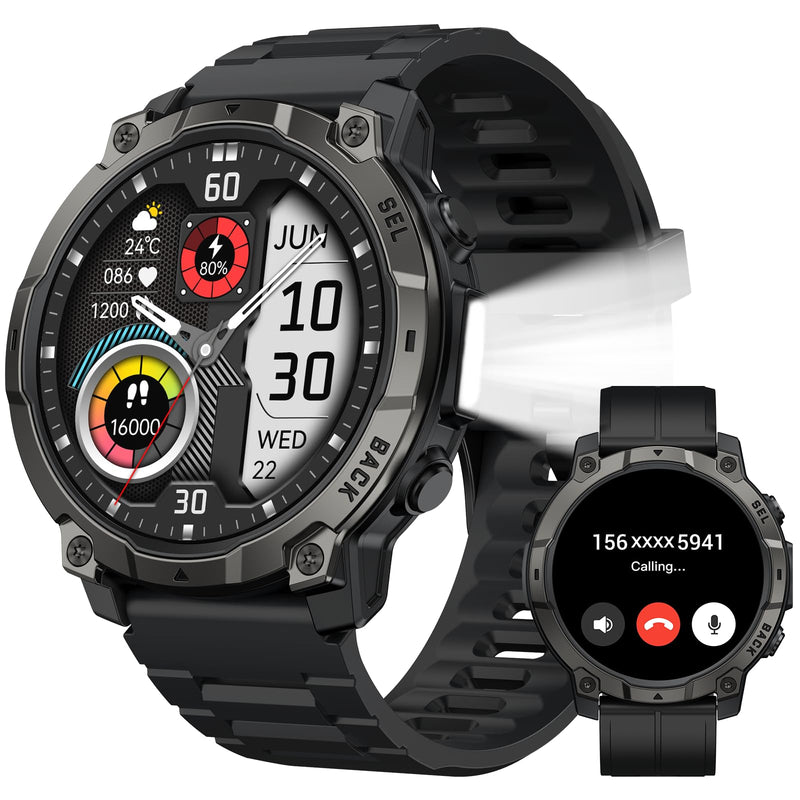 Men’s Smart Watch - Bluetooth Calling, IP68, 24/7 Sleep Monitor, Fitness Step Tracker, 110 Sports Modes, for Android iOS (Jet Black, 1.51) Classic Jet Black