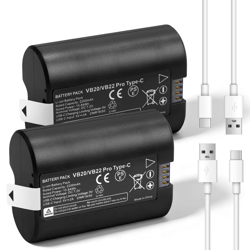 VB22 VB20 Battery Replacement for Godox V350 V480 V350S V480S Flash Series | 2-Pack Compatible with Godox V350S V350O V350N V350F V350C V480C V480S V480N V480O V480F V480O Camera Flash