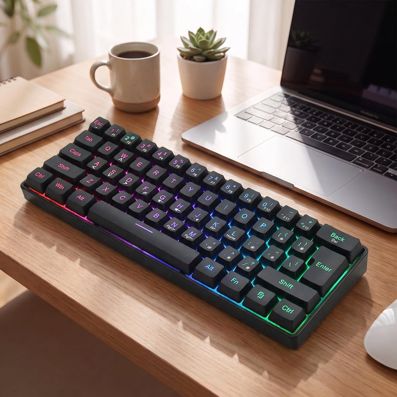 Wired Computer Keyboard, Full Size Ergonomic Keyboard, Works with Windows, Plug and Play, Line Length1.5M, Easy to Use with Media Control, Desktop Input for Home Office, Study Work (Black) Black