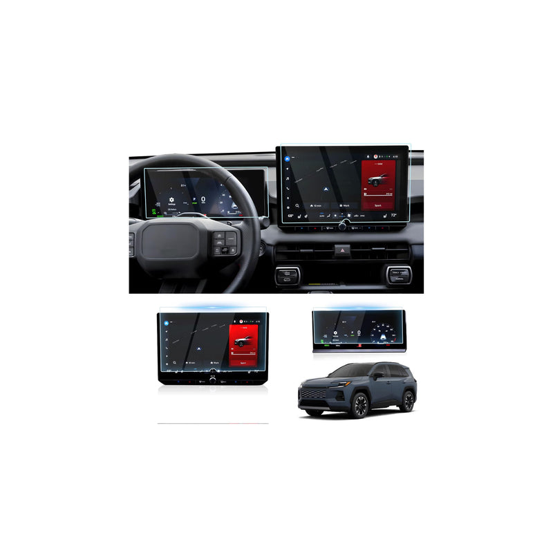 Karltys 2PCS Screen Protector for 2026 2027 Toyota RAV4, 10.5" Navigation & 12.3" Dashboard 9H Tempered Glass HD Screen Cover Touchscreen Film [Anti-Glare & No Fingerprint & Tool-Free]