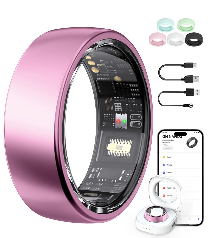 AI Smart Ring for Women Men, Health Ring with AI Health Analysis | Fitness Ring with HRV,Heart Rate,SpO2,Sleep Monitor & Stress, IP68 Waterproof Activity Tracke, No APP Fee (Lavender Pink,9#) Lavender Pink 9#