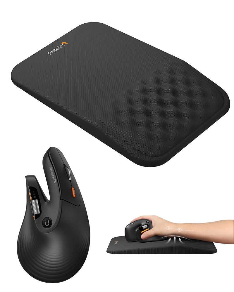 ProtoArc EM11 Pro Vertical Mouse with Side Scroll and 6 Programmable Buttons for Medium to Large Hands Black and MP50 Ergonomic Mouse Pad with Wrist Rest Black
