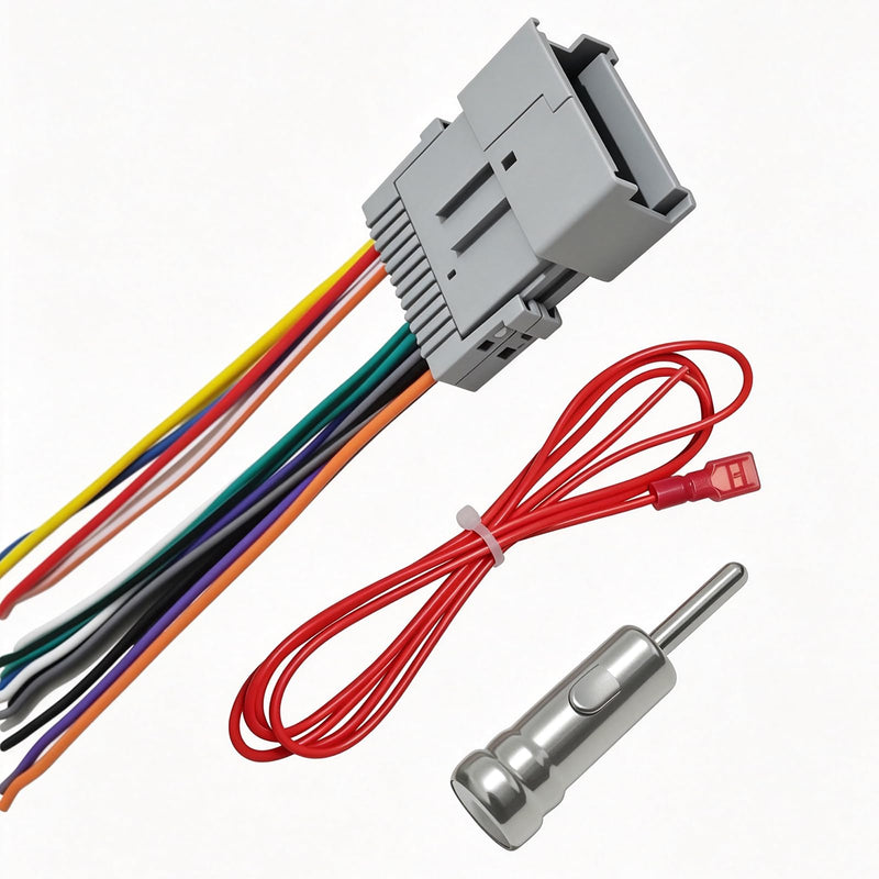 Car Radio Audio Receiver Wiring Harness Kit, Aftermarket Stereo Connection Wire Cable Plug with Antenna Adapter, Stereo Wiring Harness, Audio Modification Accessories for Most Vehicle Model