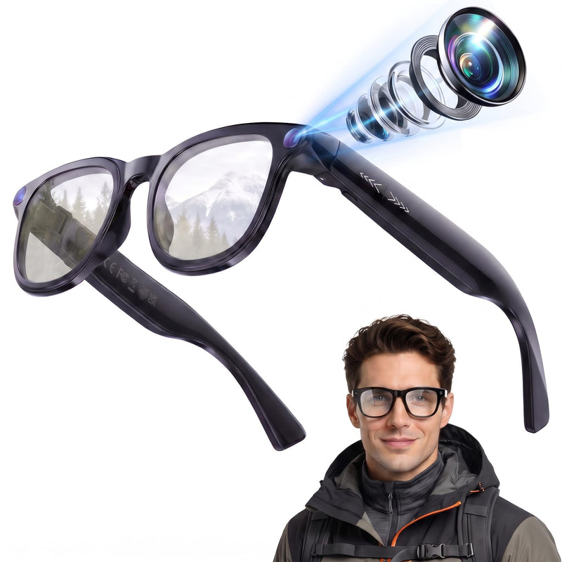 Camera Glasses Video Recording 1080P HD for Fishing, Smart AI Assistant