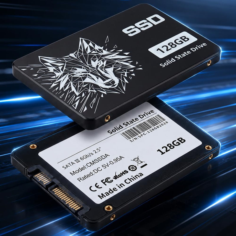 128GB SSD Internal Solid State Drive 2.5" SSD SATA III 6Gb/s, 550MB/s Read Speed 3D TLC NAND for Laptop and PC Desktop Performance Boost (Style E)