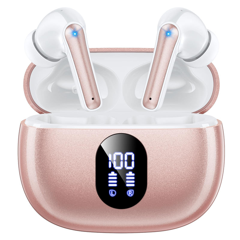 Wireless Earbuds Deep Bass Sound Ear Buds, Bluetooth 5.3 Headphones 48H Playtime, LED Display Earphones with Mic, IPX7 Waterproof Lightweight in-Ear Buds, Touch Control for iPhone TV Laptop Black