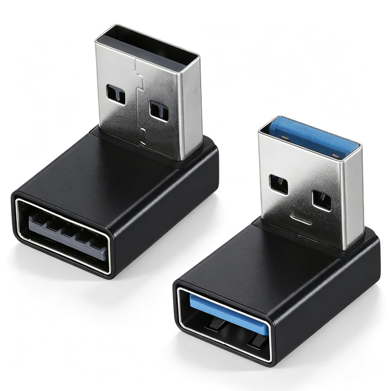 2pcs 90 Degree USB 3.0 Adapter, USB A Male to Female Converter Extender | 90 Degree Up and Down L Shape, Support Charge Data Sync PC Laptop Charger Power Bank Mouse Keyboard