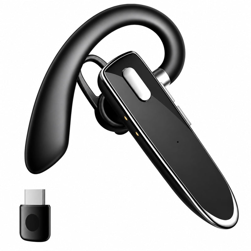 Bluetooth Headset with USB Dongle,Wireless Headset with Mic for Work | Bluetooth 6.1,24H Talk Time&10H Playtime via USB,Dual connect & Mute Bluetooth Earpiece with Noise Canceling for Work Trucker Phantom Black