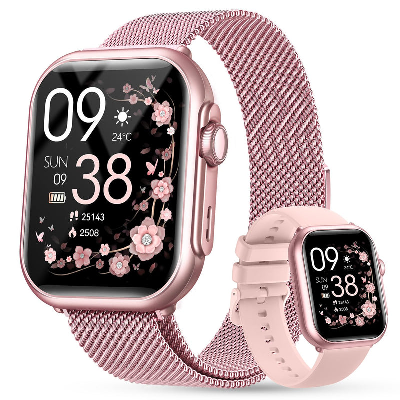 Smart Watch for Women Men Fitness: 1.85" Smart Watch with 30 Days+ Battery Life Make/Recive Call Heart Rate SpO2 Sleep Monitor 120+ Sport IP68 Waterproof Fitness Tracker Watch for iPhone Android Pink