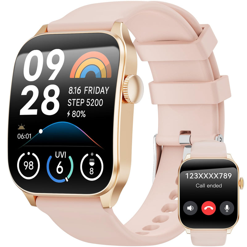 Curve Smart Watch for Men Women, 1.91" Smartwatches with 120+ Sport Modes, Fitness Tracker with Bluetooth Call, Heart Rate, Waterproof Activity Tracker Smartwatch for iOS Android Phones Pink