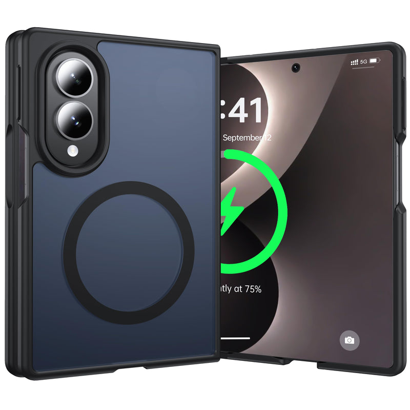 NO.1 Magnetic for Samsung Galaxy Z Fold 8 Case with MagSafe | [Military Grade Drop Tested][Translucent Matte][Anti-Fingerprint] Soft Silicone Bumper for Samsung Fold 8 Case Slim,Black