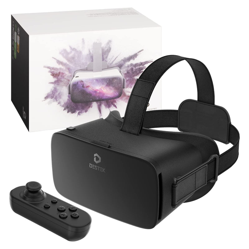 DESTEK V5 VR Headset for Phone & Kids, Fits 5.5 to 7.0 Inch Phones | Includes VR Controller & 128 Premium VR apps,Touch Button for YouTube VR,Anti-blue HD lenses,Fits iPhone/Samsung,Black. black