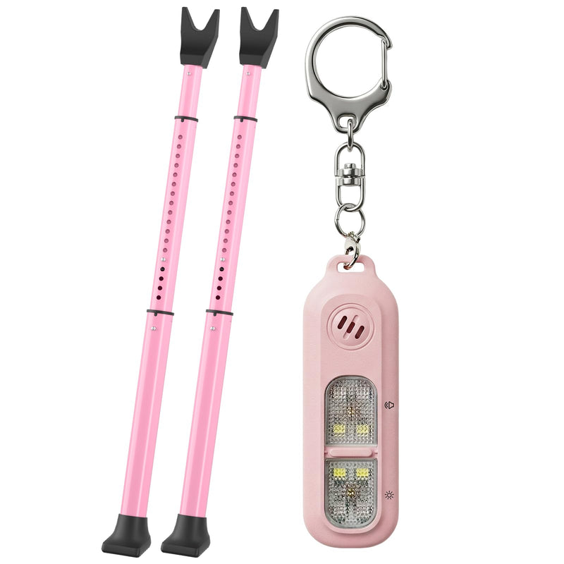 Personal Safety Alarm for Women & 2 Pack Pink Door Security Bar