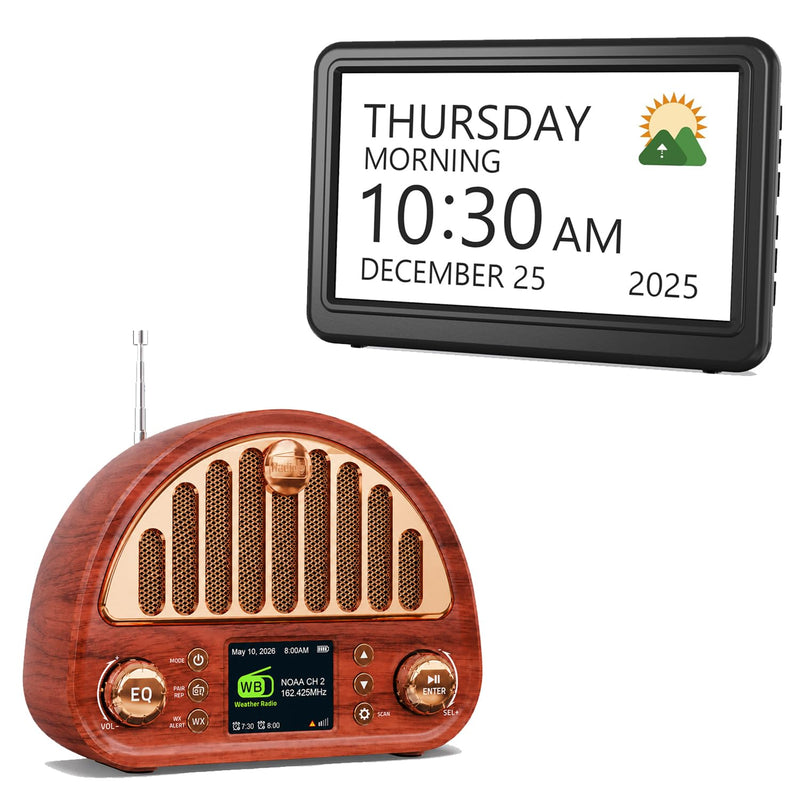 Calendar Clock+Vintage FM Radio with NOAA Weather Alerts