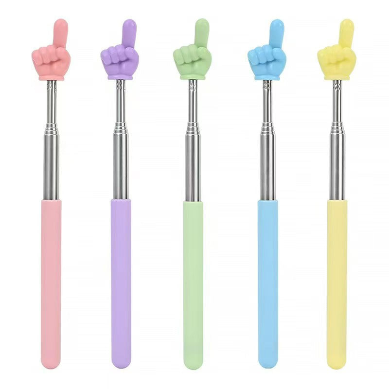 5Pcs Retractable Finger Reading Pointer Stick Cute Dual Finger Teaching Aid Baton for Teacher Classroom Parent