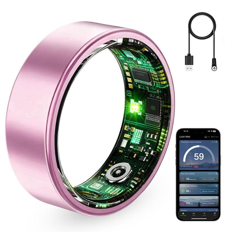 Smart Ring for Women & Men, Fitness Tracker Ring with Heart Rate Monitor, HRV, Sleep Tracking, No Subscription Fee, 10ATM Waterproof Activity Ring for Android & iPhone (Lavender Pink, #7)