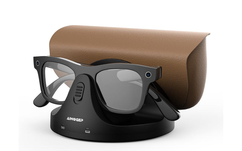 Magnetic 2-in-1 Charging Dock Compatible with Ray Ban Meta Wayfarer/Skyler/Headliner Smart Glasses Case Accessories, Charger with LED Indicator(Not Oakley) (Charcoal, Base Size：11.40) Charcoal