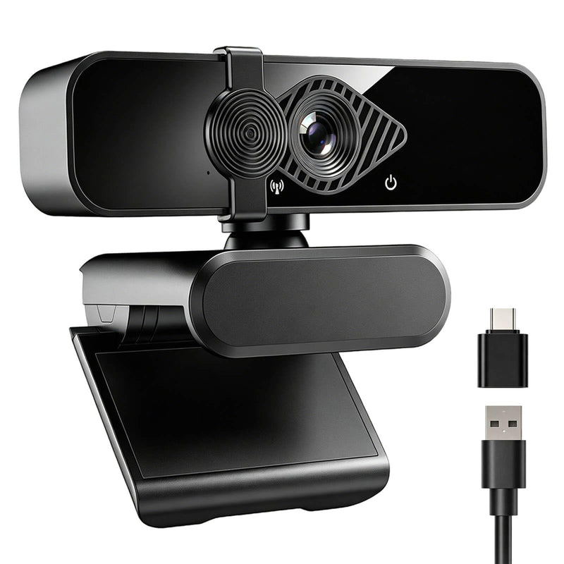 4K Webcam with USB C Adapter Privacy Cover Microphone for PC Mac Laptop | 4K UHD for Zoom/Teams. Privacy shutter, 1-sec close. Noise-canceling mic. USB-C/USB-A plug & play. Works with PC/Mac/ apps.