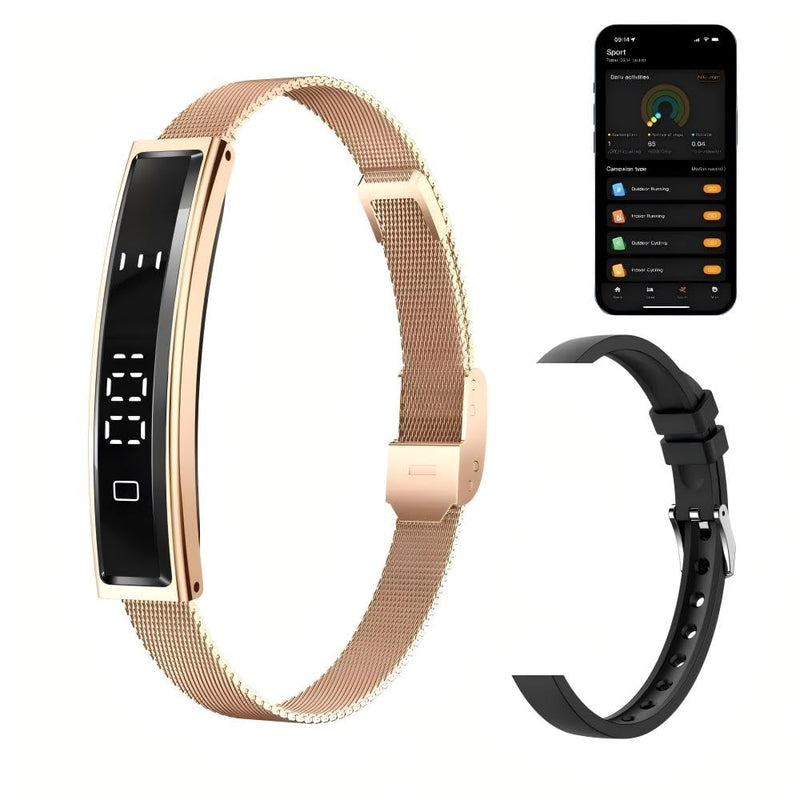 Health Smart Bracelet,Fitness Tracker with Heart Rate, Sleep Monitoring, Blood Oxygen, Step Counting for iOS and Android, No Subscription Fee, Waterproof(Gold)