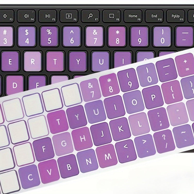 Purple English Keyboard Stickers, Universal Replacement | Purple English keyboard stickers and universal replacement key decals for laptop desktop PC.