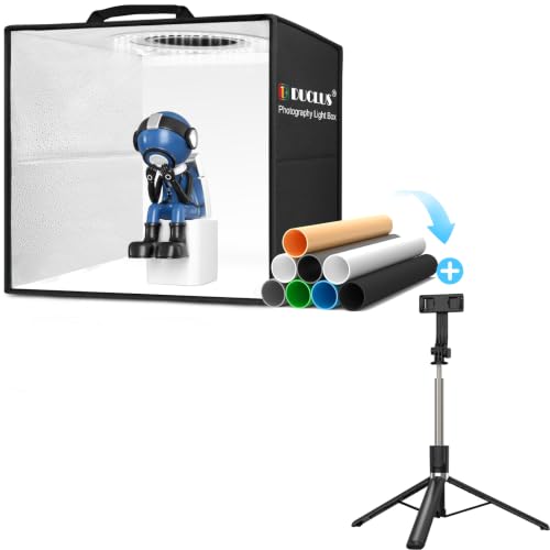 12"x12" Light Box Photography with 120 LED + 67" Phone Tripod for Product Photography