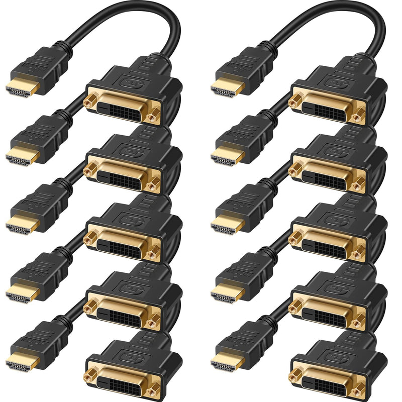 HDMI to DVI Adapter Cable 10 Pack Bi-Directional 1080P | Male to DVI-D(24+1), Plug and play, Stable signal/HD Video, HDTV/PC/Xbox compatibility