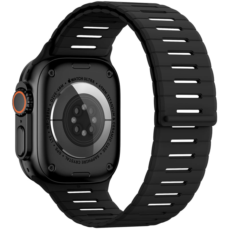 Magnetic Sport Bands Compatible with Apple Watch Bands for Men Women | Silicone Wristband 49mm 46mm 45mm 40mm 44mm 38mm 41mm 42mm, Replacement for iWatch Ultra Series 11 10 9 8 7 6 5 4 3 2 1 SE Black 44mm/45mm/46mm/49mm/(42mm-series 3 2 1)