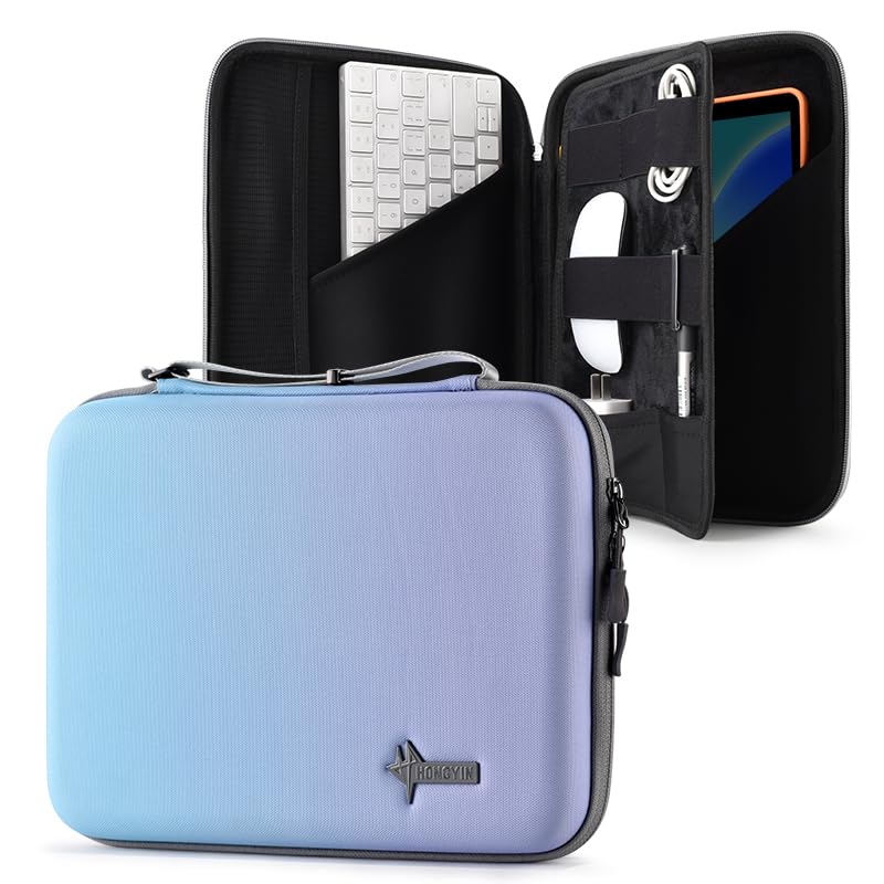 Portfolio Case for 2026 11 Inch iPad Air M4, M3&M2, Pro M5, iPad (A16) Carrying Storage Sleeve Bag with Accessories Compartment Blue Purple Gradient