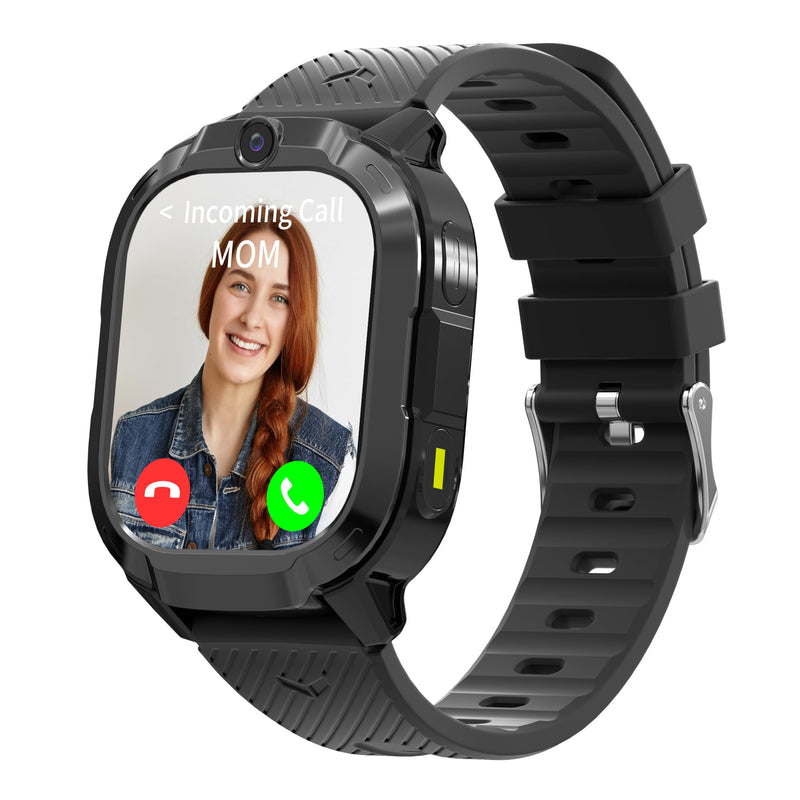 4G Kids Smart Watch with GPS Tracker & Phone Call for Age 5-12,Tracking Smartwatch with SOS Calling, School Mode, Parental Controls, Video Call Voice Chat Camera Alarm Clock Flashlight Birthday Gifts Black