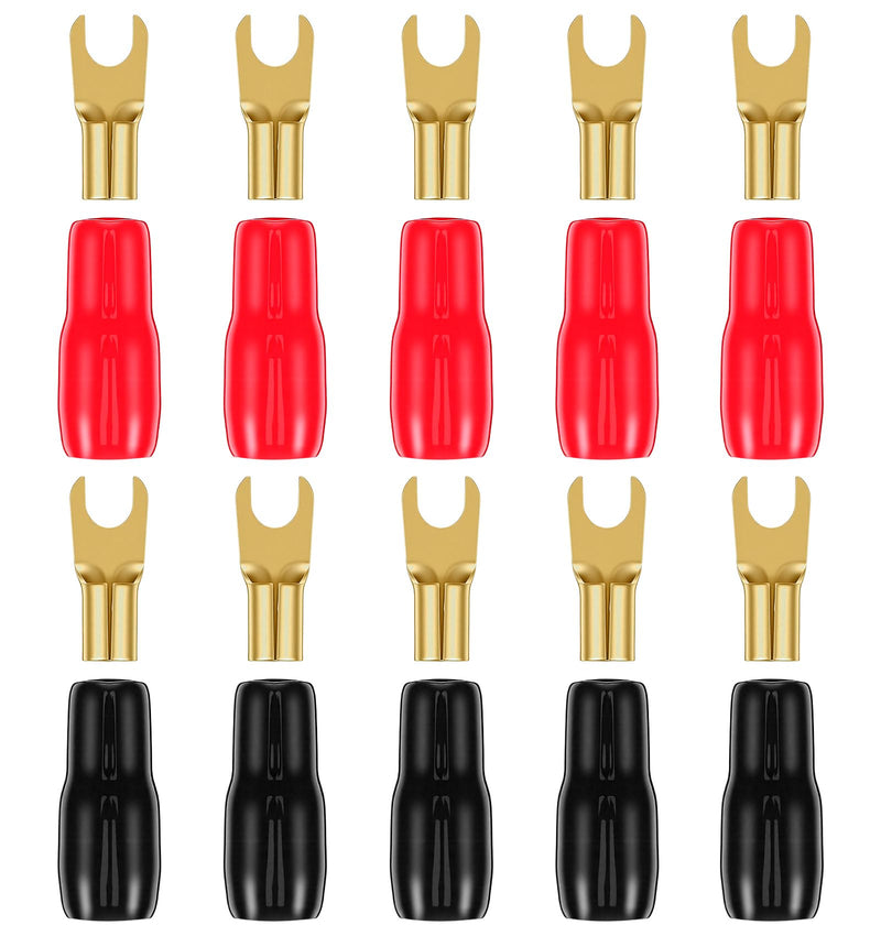 10Pcs 8 Gauge Wire Connectors, 8 Gauge Spade Terminalsr for Speaker Wire | 8 Gauge Spade Adapters, Insulated Spade Terminals Fork Adapters, Connectors for Car Audio, Easy Crimp Installation