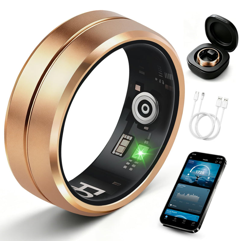 Smart Ring for Women Men, All-New Matte Scratch-Resistant Design, Health & Fitness Tracker for Sleep, Stress & Activity Monitoring, Long Battery Life, Waterproof, No App Fee, Rose Gold 9