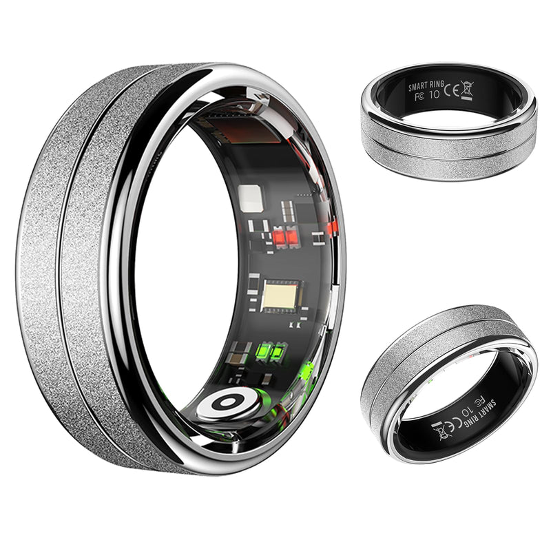 Smart Ring for Women Men Fitness Ring with Sleep Tracking Heart Rate Trends | Step Counter 5ATM Waterproof Activity Tracker Ring 5-7 Days Battery for Android iOS Silvery 11#
