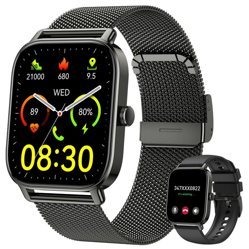 Smart Watch for Men Women Fitness Tracker: Waterproof Bluetooth Call Answer Make Smart Watches for Android iPhone Digital Mens Watches Activity Smartwatch Pedometer Heart Rate Monitor 120 Sports Model Black