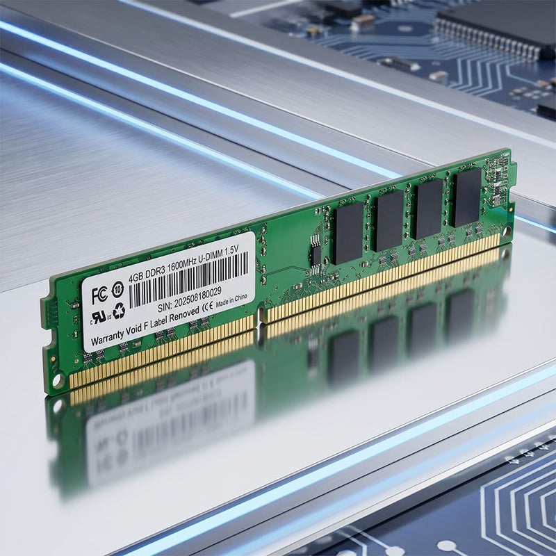 4GB DDR3 1600MHz Desktop RAM, 1.5V High-Speed Internal Memory for PC, Compatible with Most Motherboards (1x4GB)
