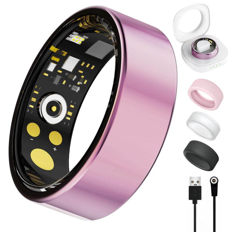 Smart Ring for Women Men, Health Tracker with Heart Rate/Blood Oxygen/Blood Pressure/Sleep Monitoring/Step Counting, IP68 Waterproof Fitness Ring, No App Fees for iPhone & Android (Lavender Pink, 8#) Lavender Pink 8#